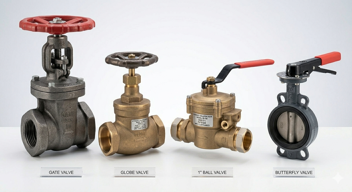 Isolation valves (Gate, Globe, ball & Butterfly valves)